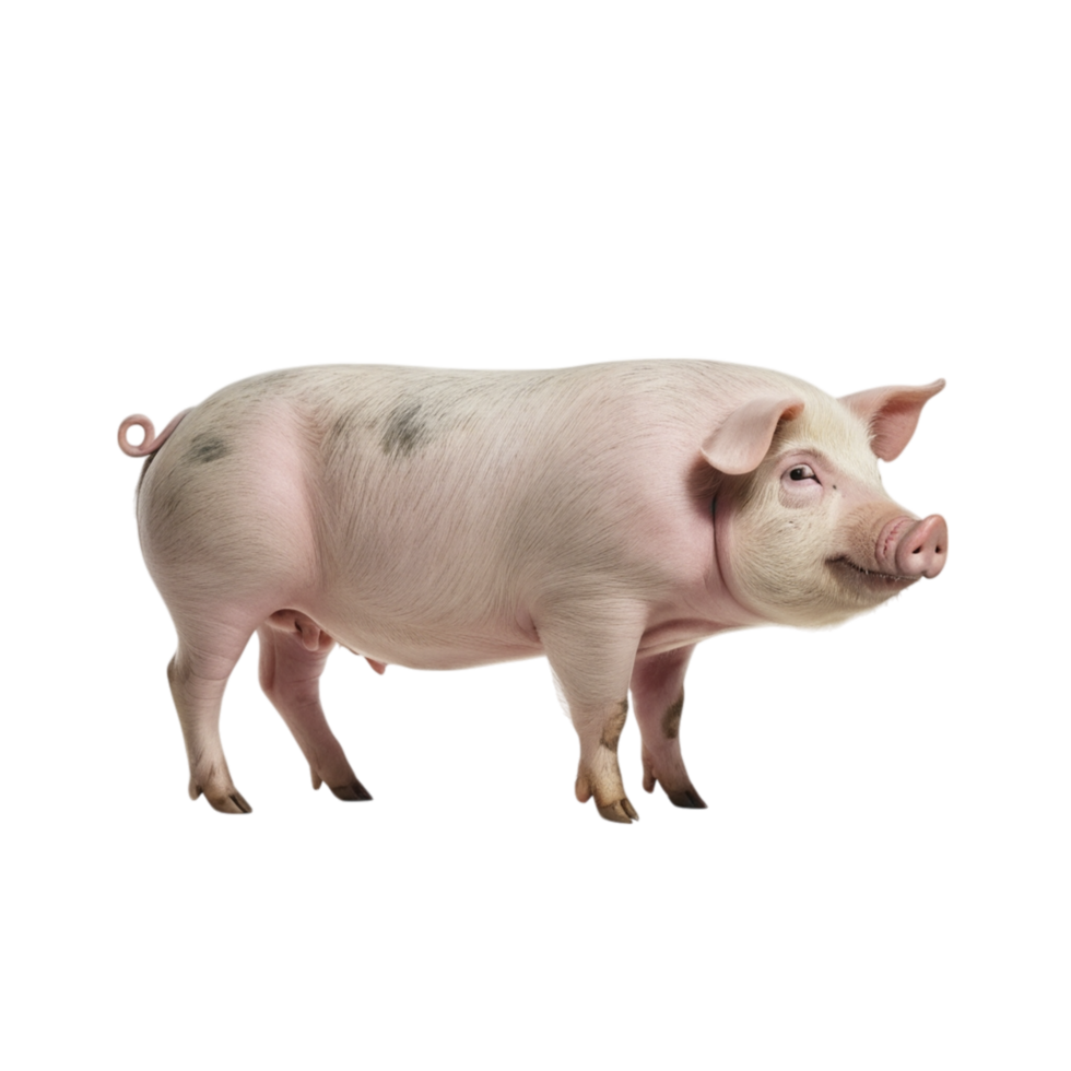 A pig is standing in front of a black background png