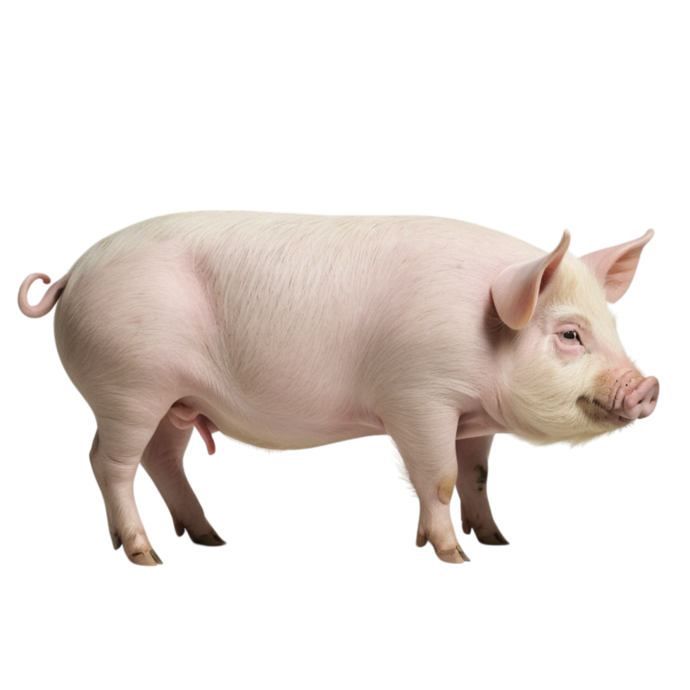 A pig is standing in front of a black background png
