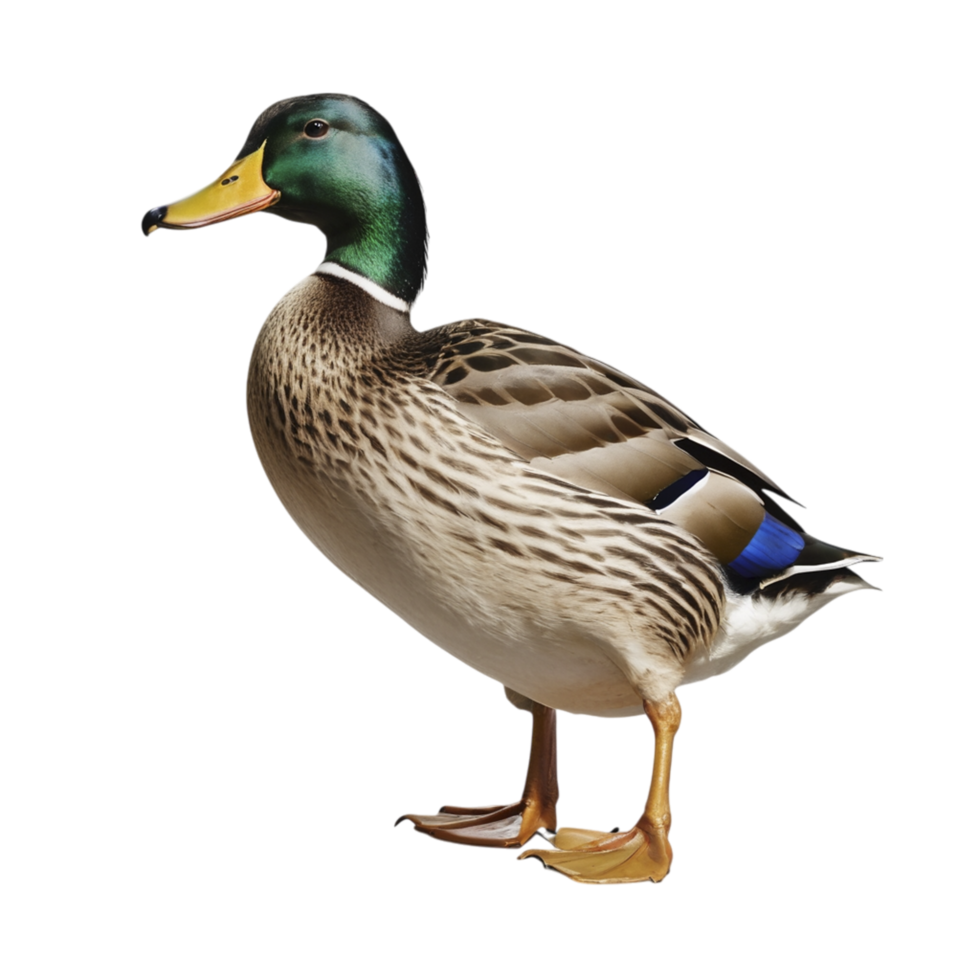 A duck is standing in front of a black background png