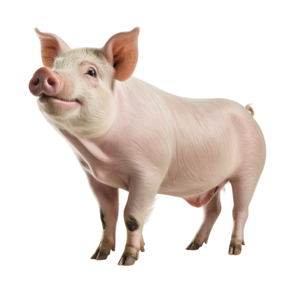 A pig is standing in front of a black background png
