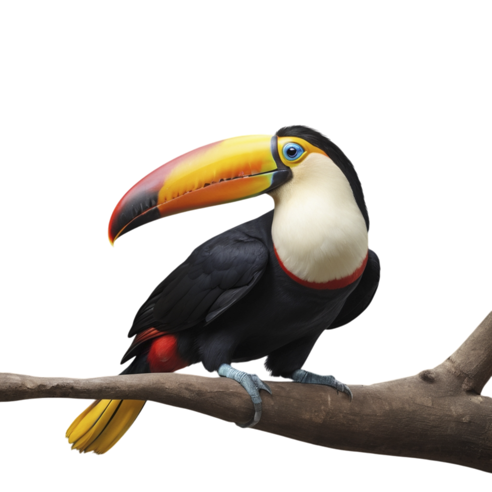 A toucan sitting on a branch with a black background png