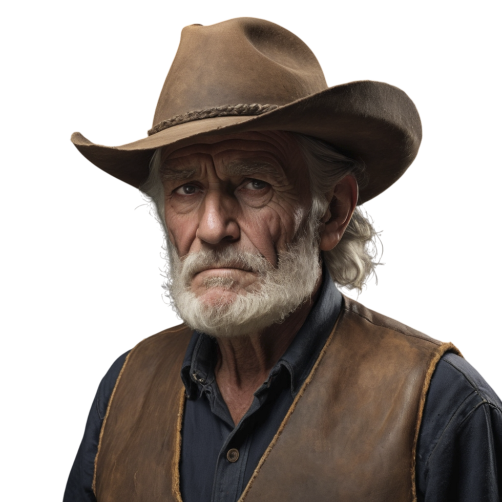 An older man wearing a cowboy hat png