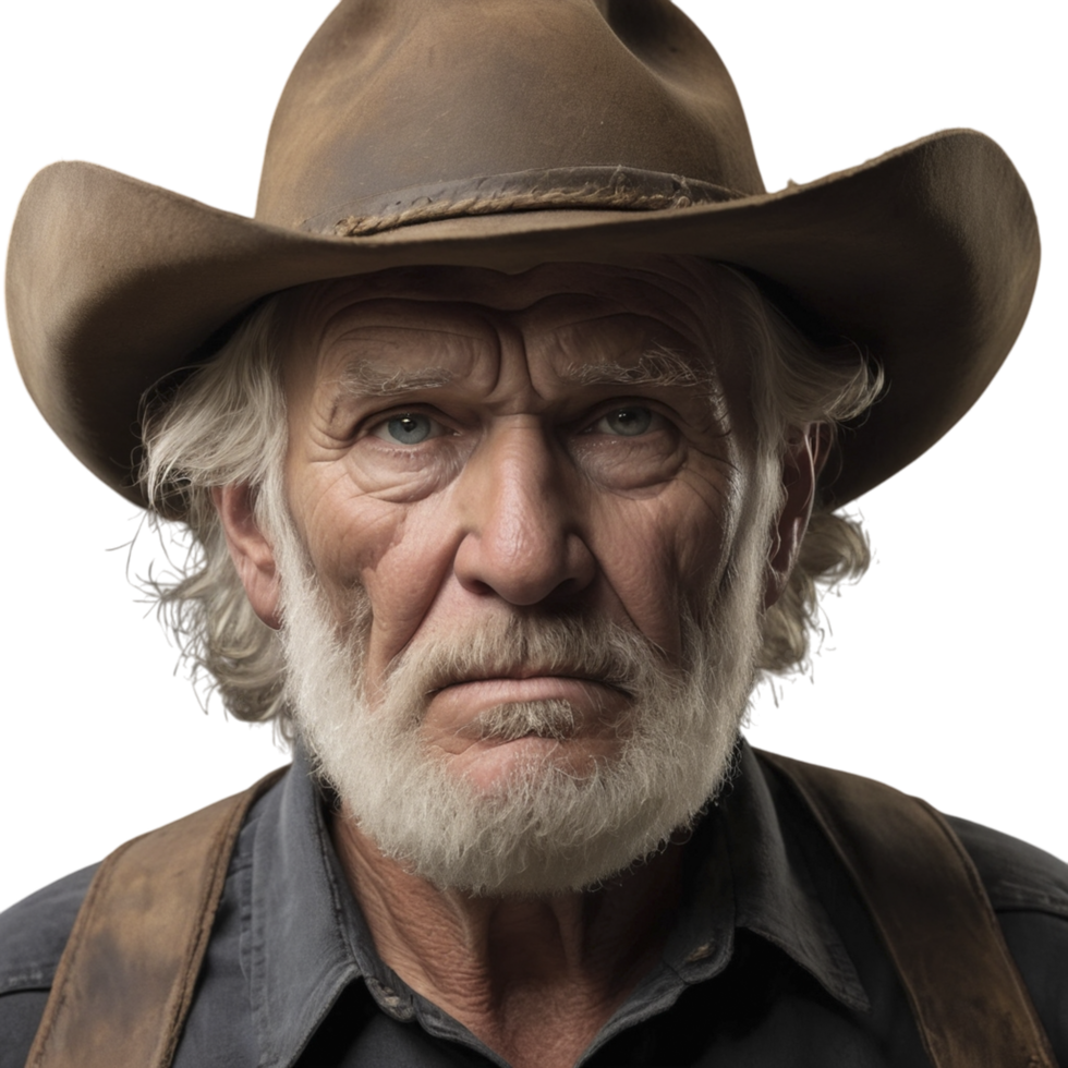 An older man in a cowboy hat png