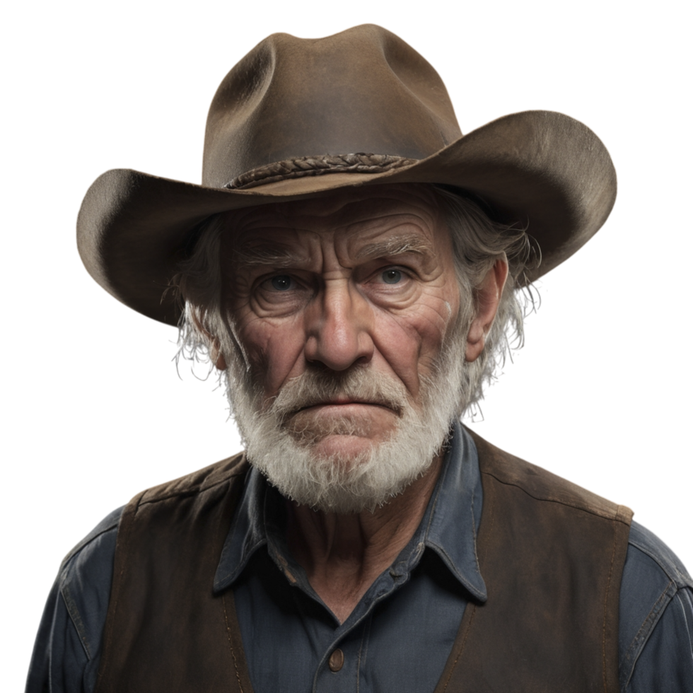 An older man in a cowboy hat png