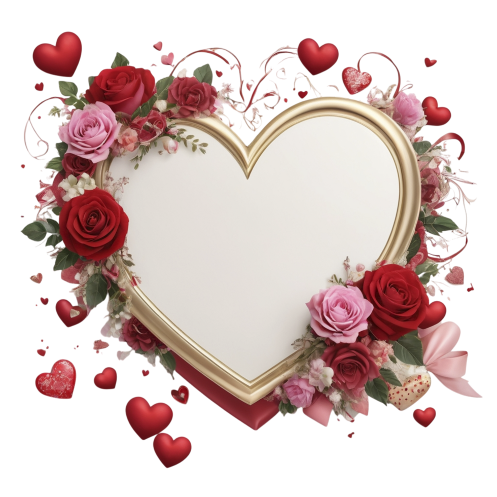 Valentine's day frame with roses and hearts png