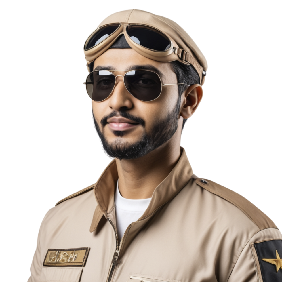 A man in a pilot uniform with sunglasses png