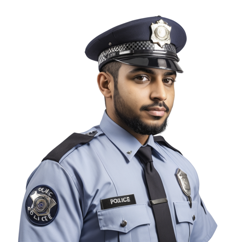 A young man in a police uniform png