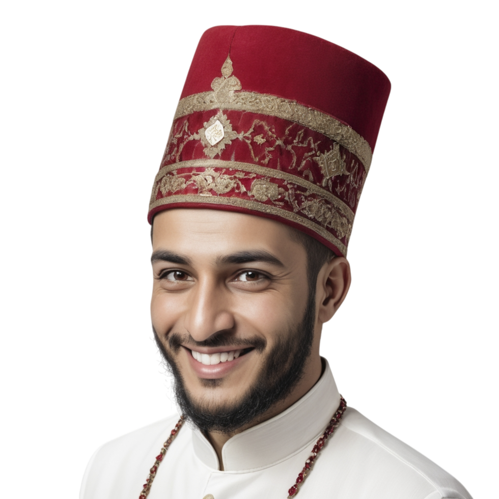 A man in a traditional turban smiling png