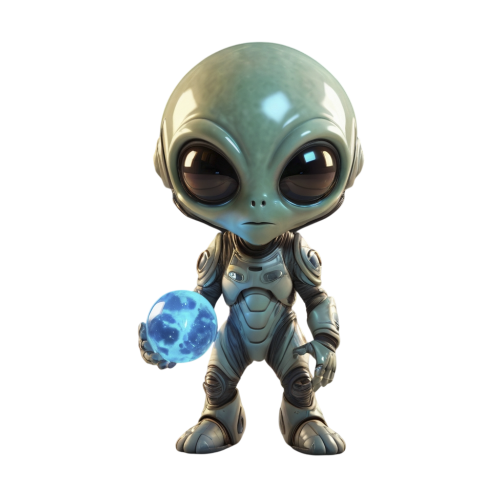 Alien holding a globe in his hands png