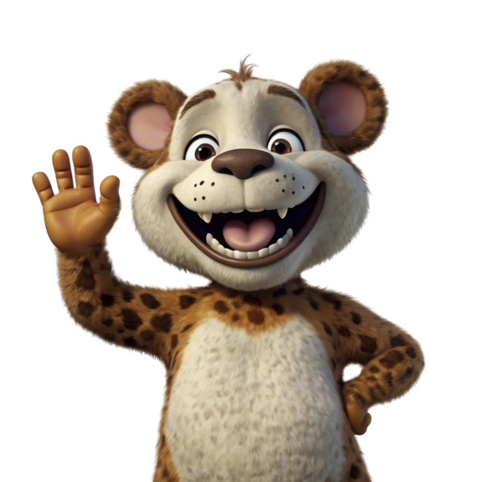 A cartoon leopard with its hand up png