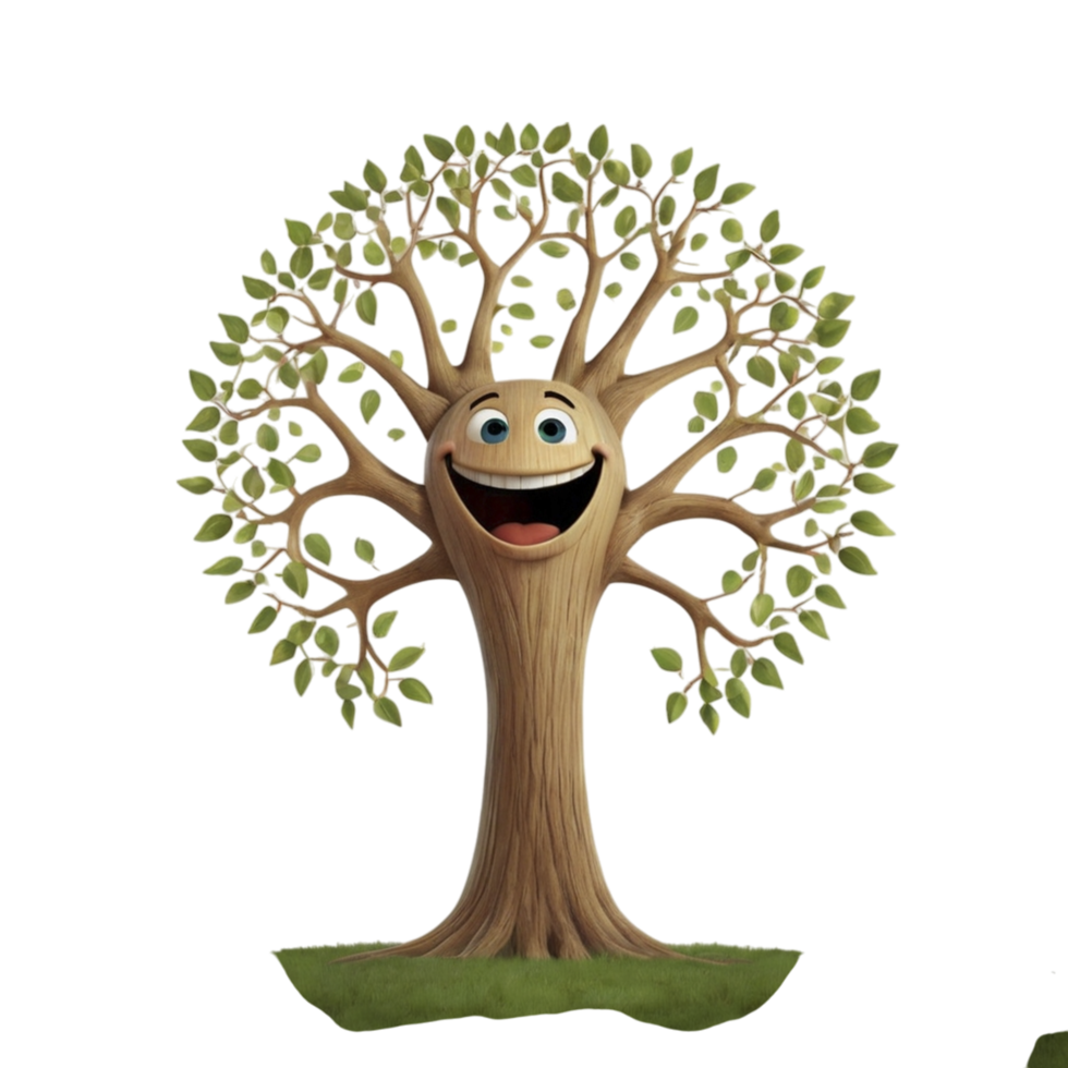 A cartoon tree with a happy face png