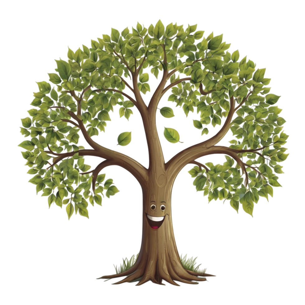 A cartoon tree with a smiling face png