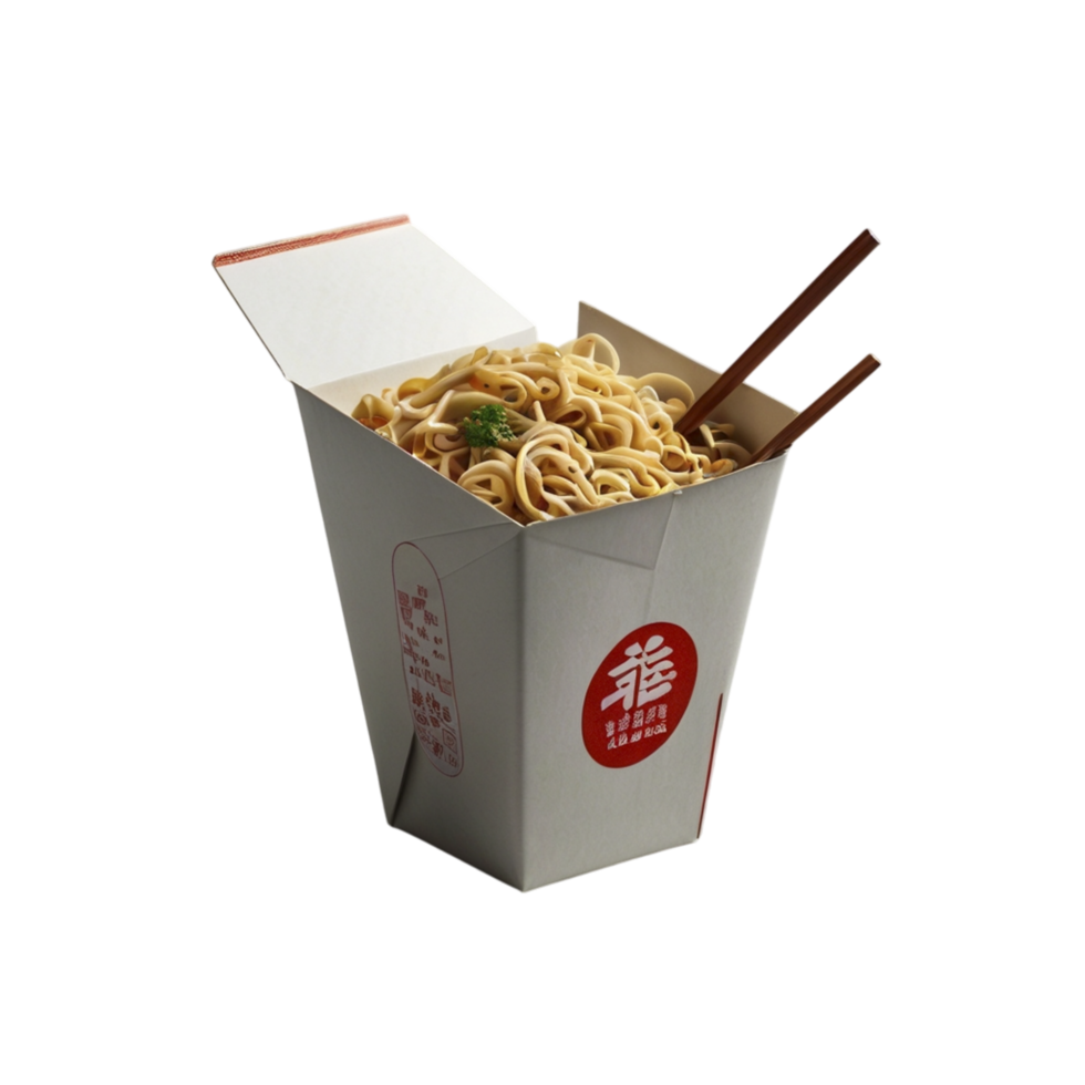 A box of noodles with chopsticks in it png