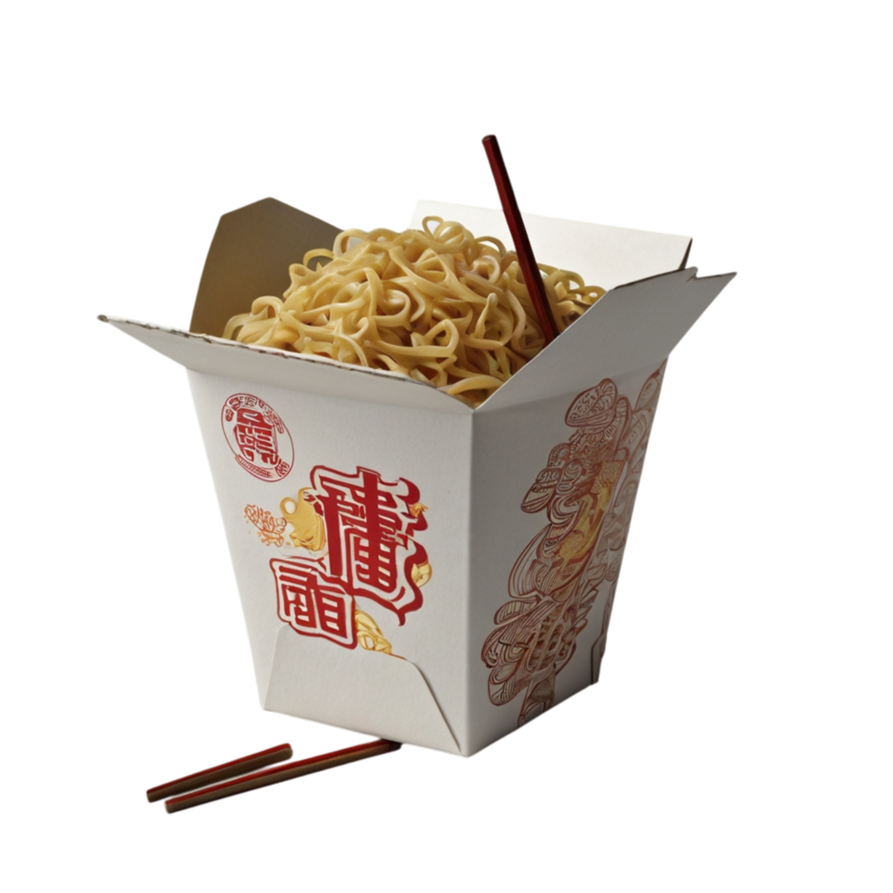A box of noodles with chopsticks and chopsticks png
