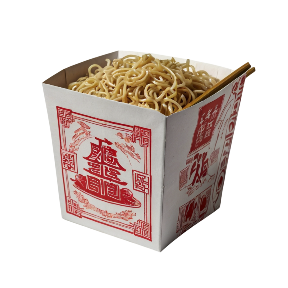 A box of noodles with chopsticks in it png