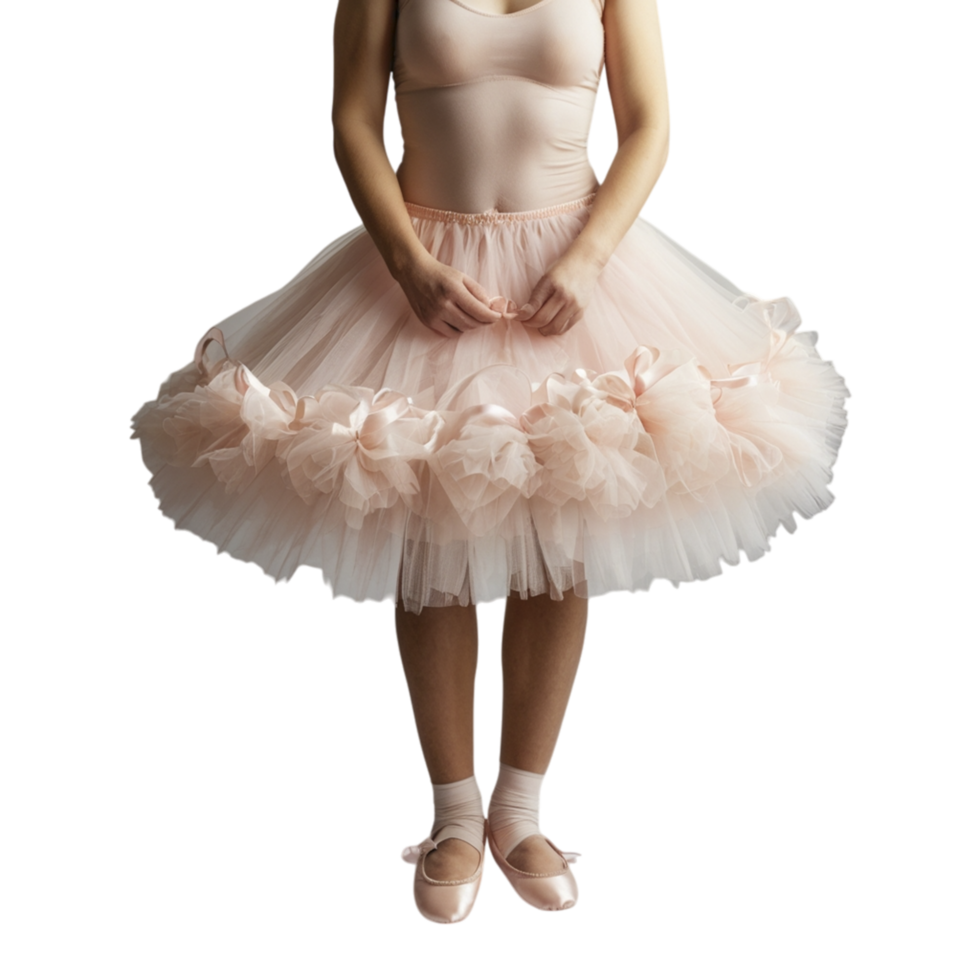 A woman in a tutu skirt and ballet shoes png