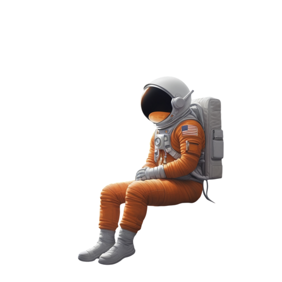 An astronaut sitting on a rock with his feet up png