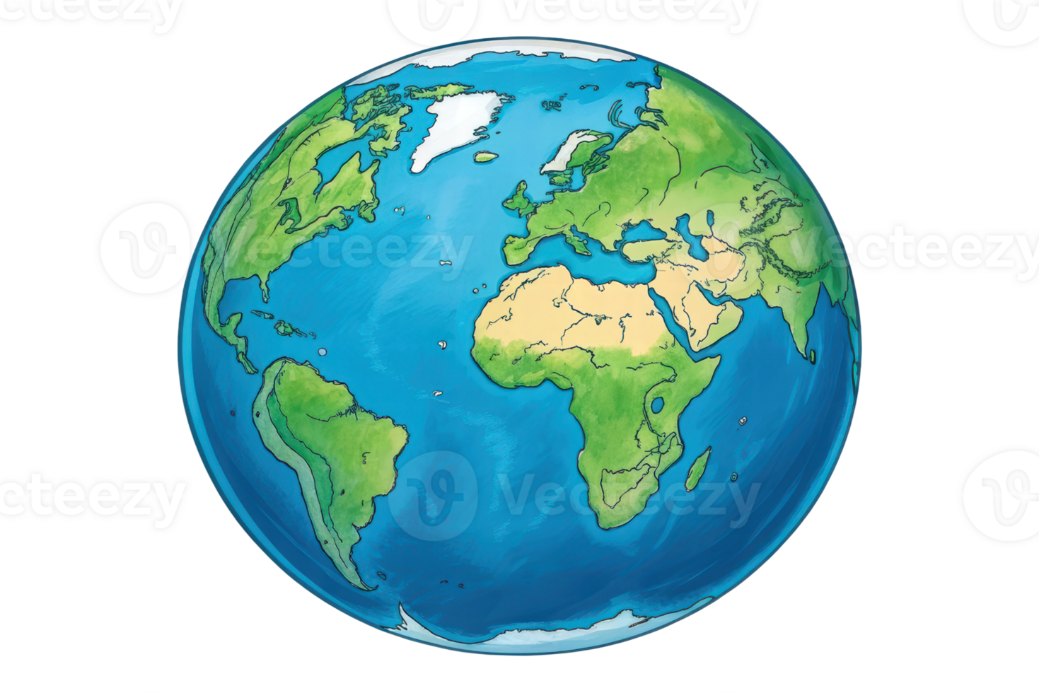 Depiction of Earth showing continents and oceans png