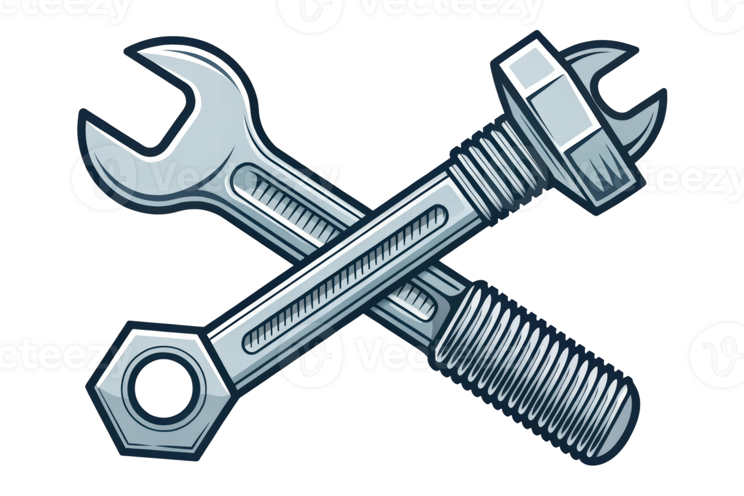 Tools crossed in a creative design for mechanics png