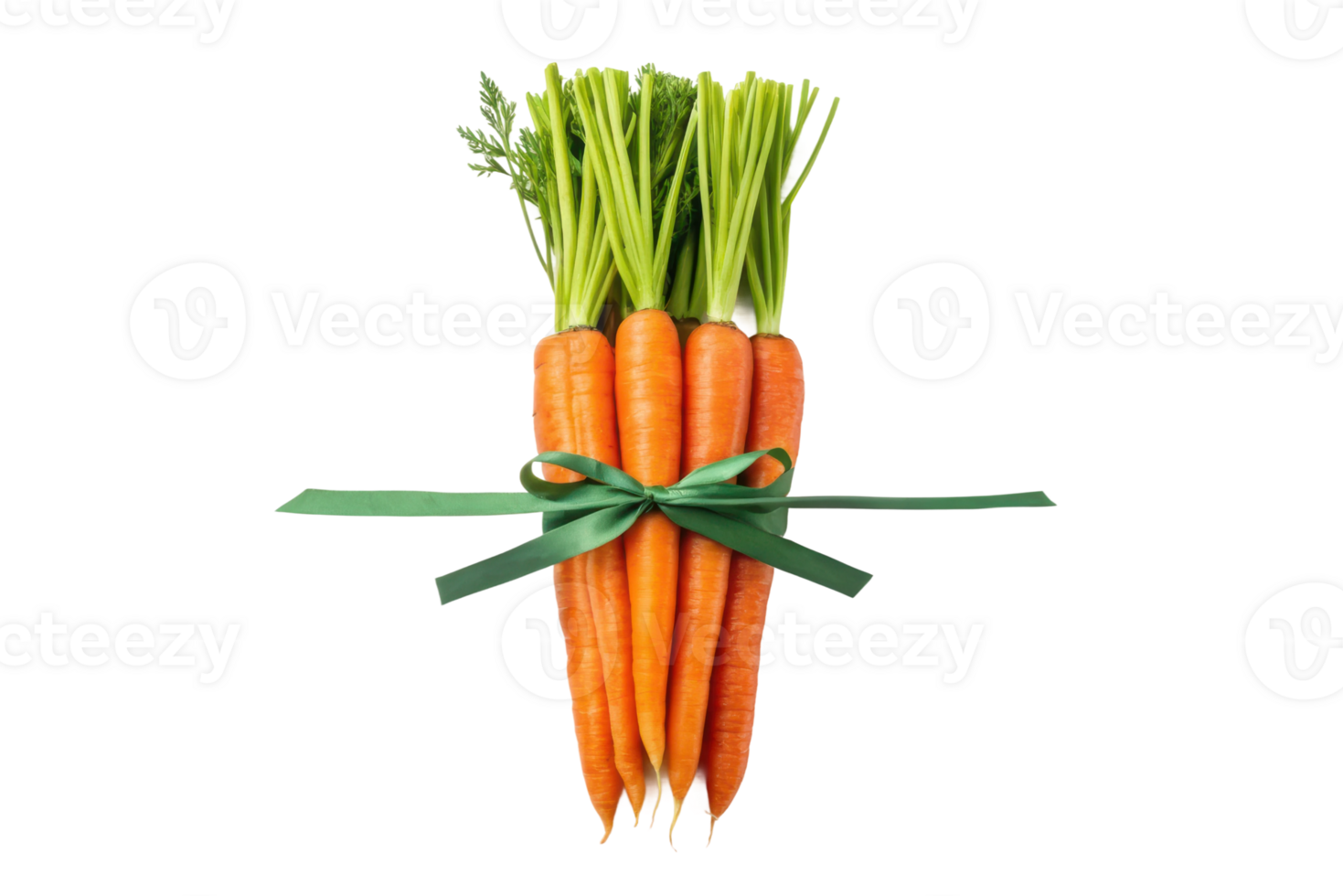 Fresh bundle of carrots tied with green ribbon png