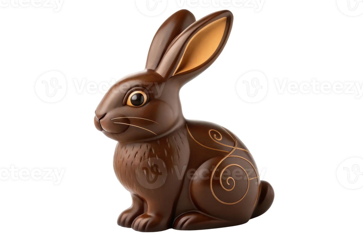 Chocolate rabbit figurine with elegant design png