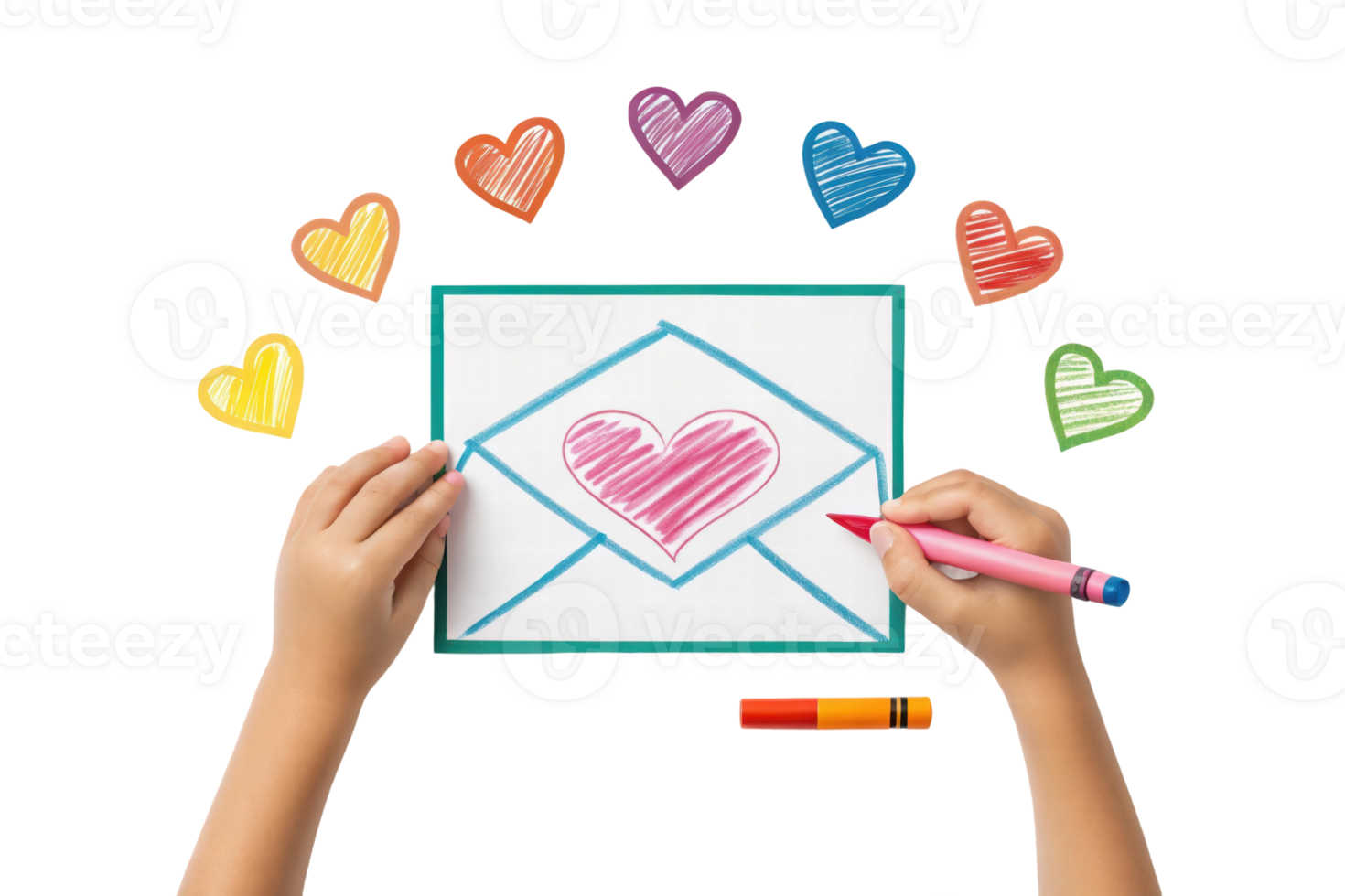Creating a heartfelt card with colorful hearts png