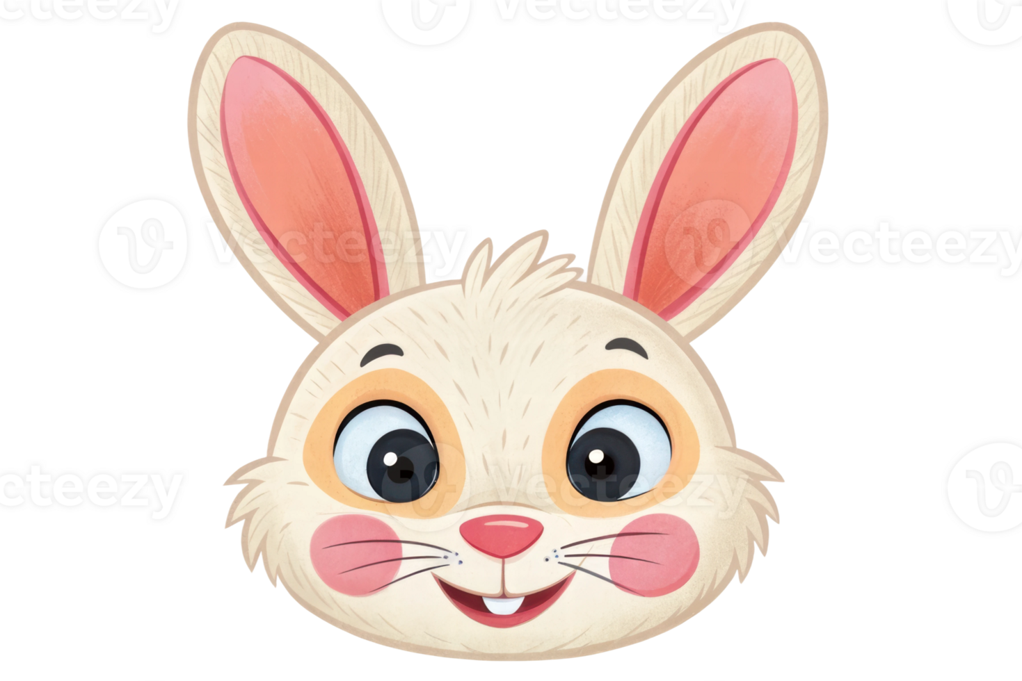 Adorable rabbit with big eyes and smile png