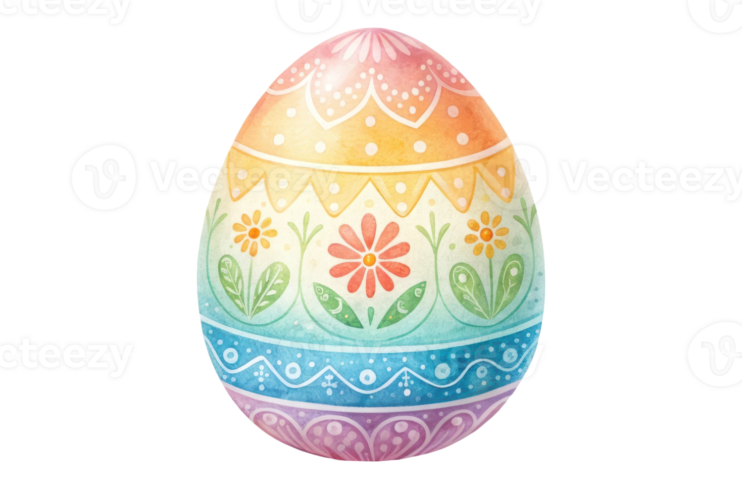 Decorative Easter egg with vibrant floral patterns png