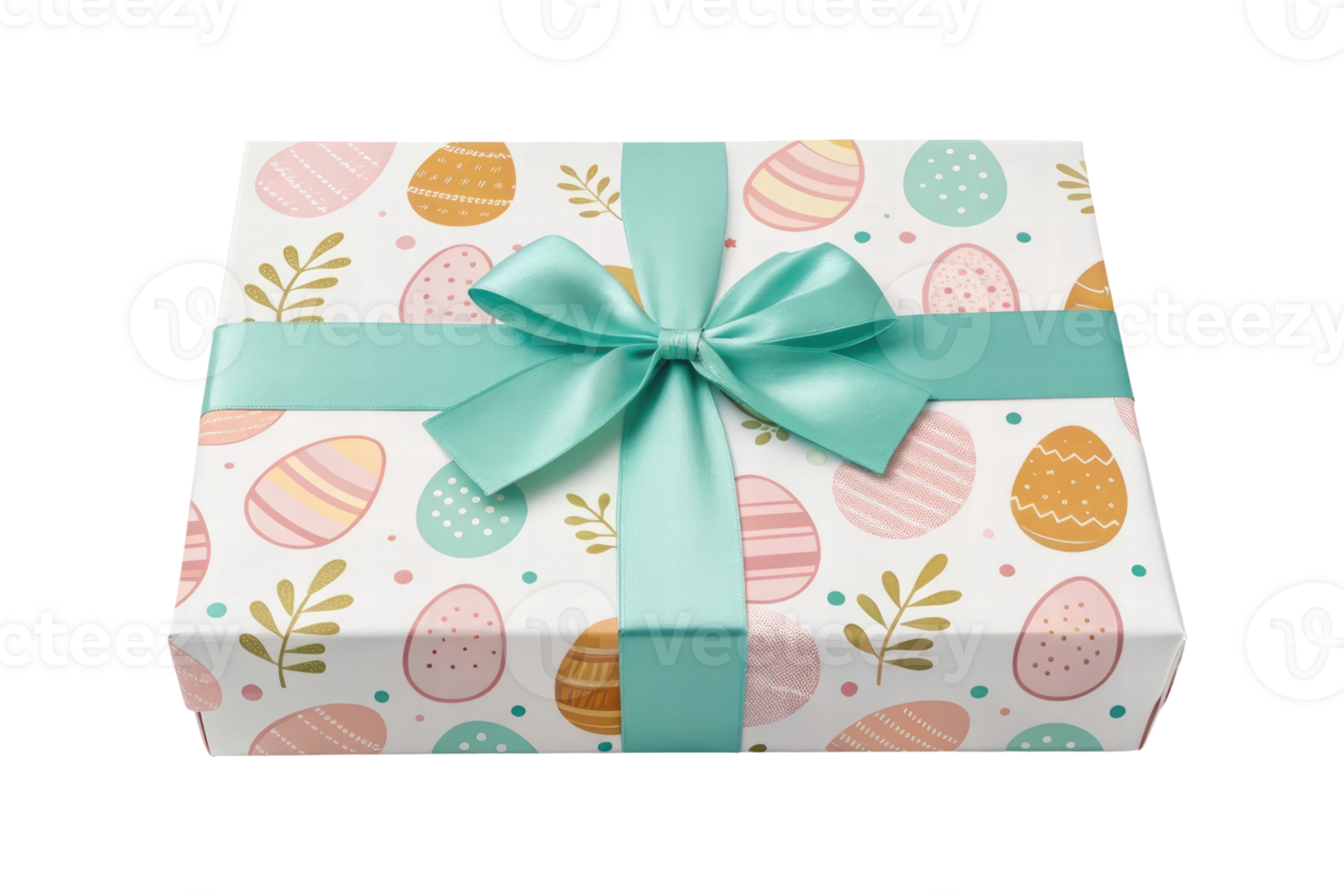 Gift box decorated with pastel Easter designs png