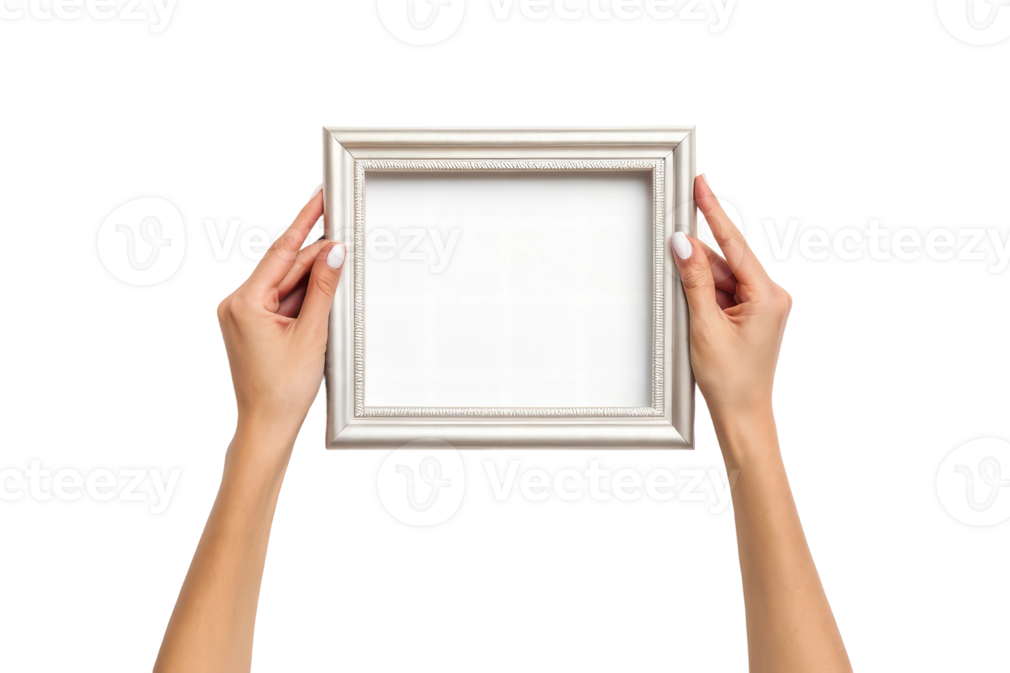 Hands with an empty frame in bright light png