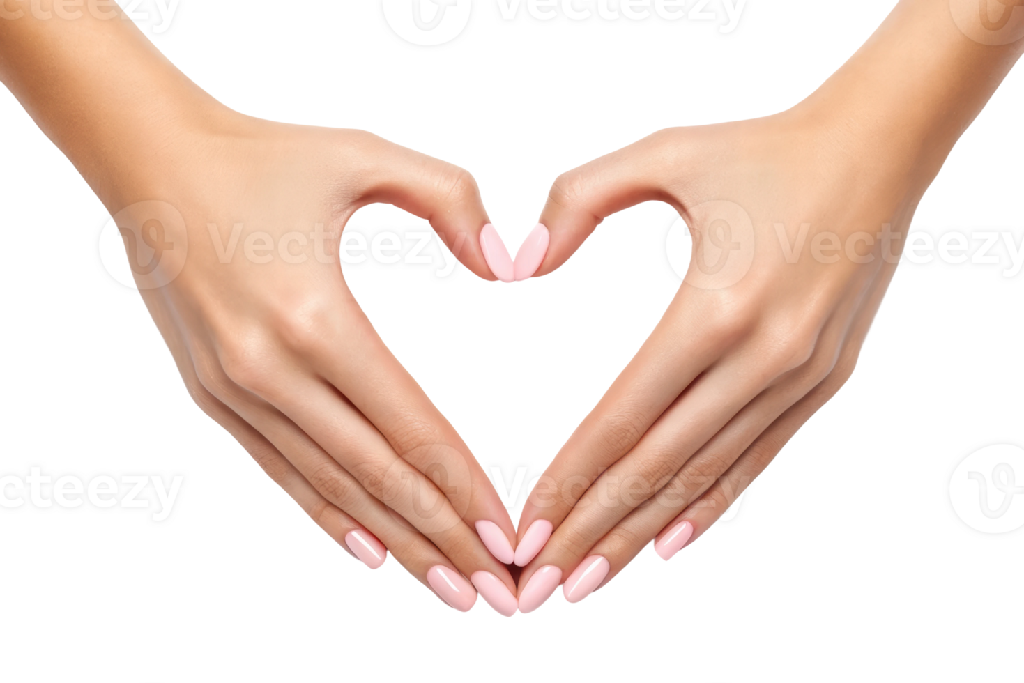 Hands forming a heart shape with soft nails png