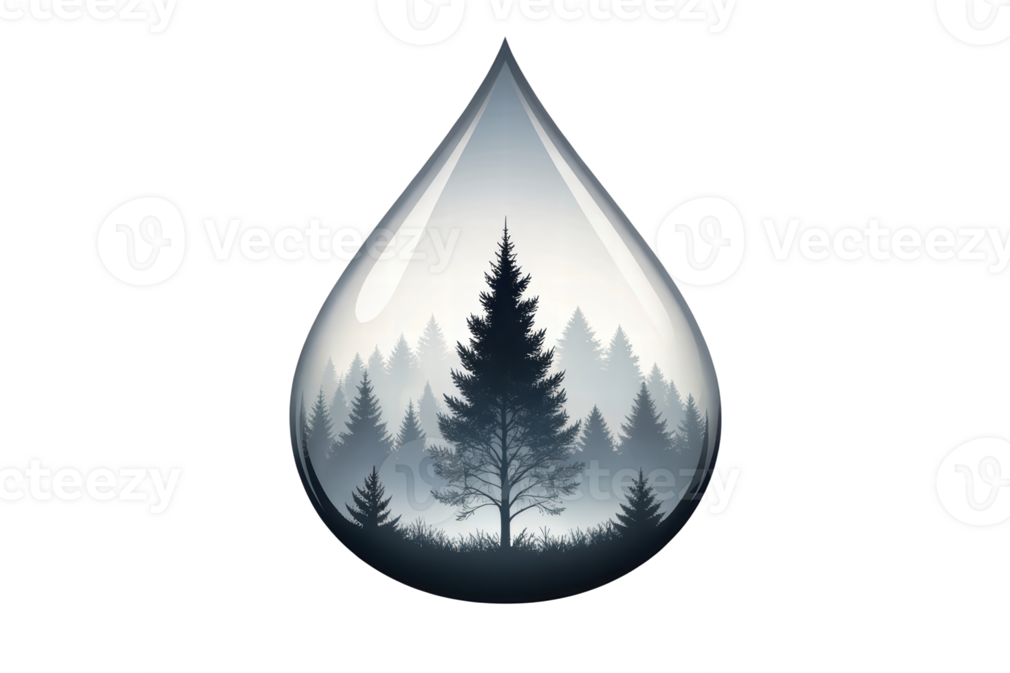 Nature reflected in a drop of water png