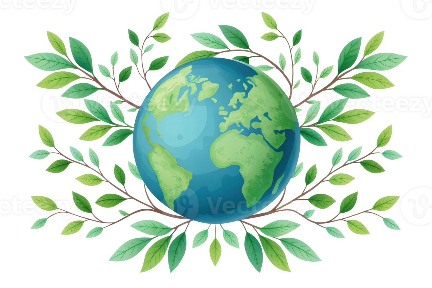 Embracing nature with earth and green leaves png