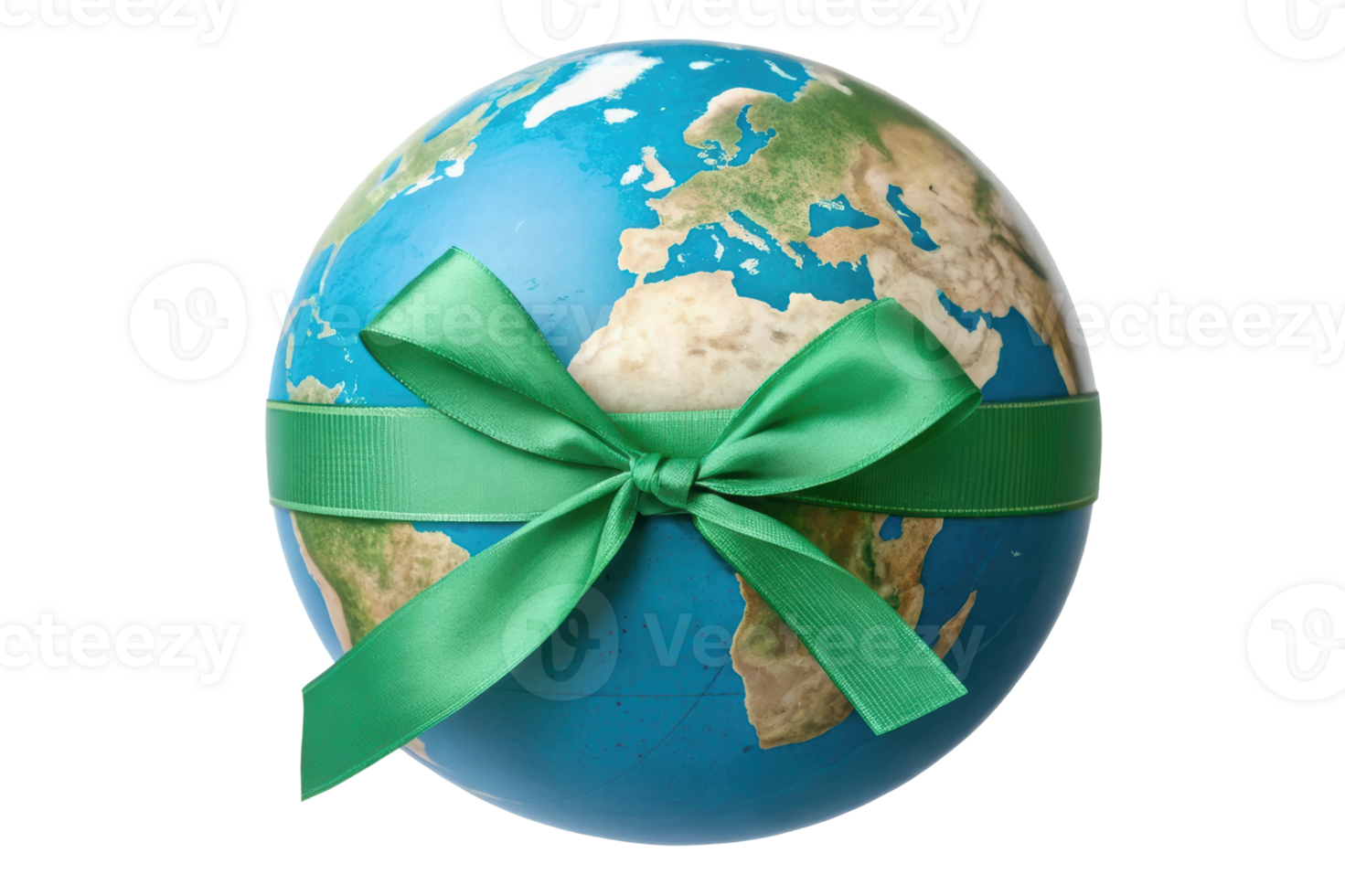 Global celebration with a green ribbon adornment png