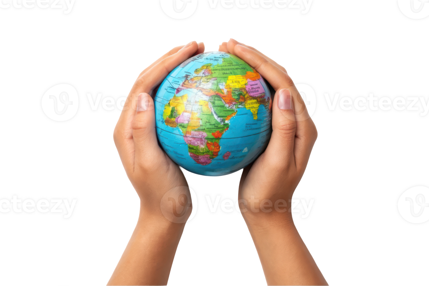 Hands holding a globe representing world unity png