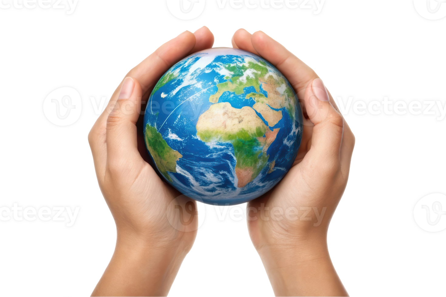Hands holding a globe symbolizing harmony and care png