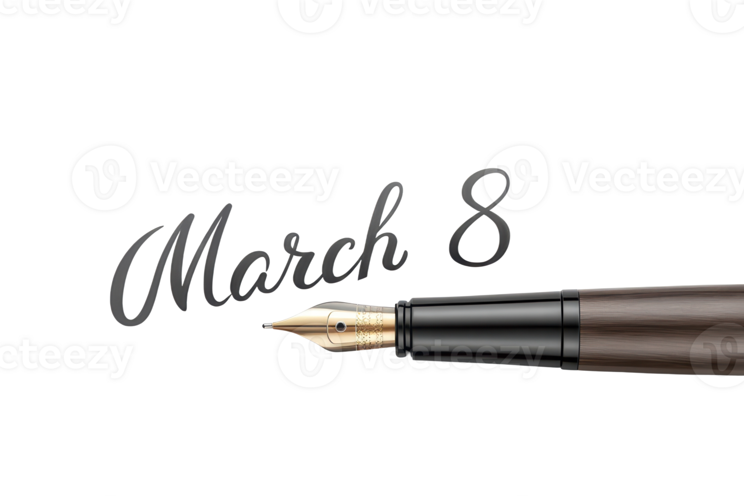 Elegant fountain pen writing March 8 date png