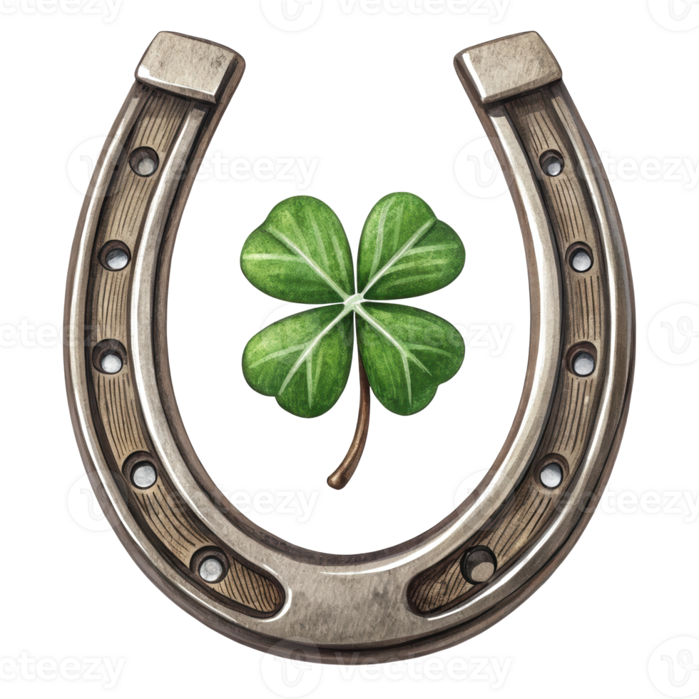 Horseshoe and clover symbolize luck and prosperity png