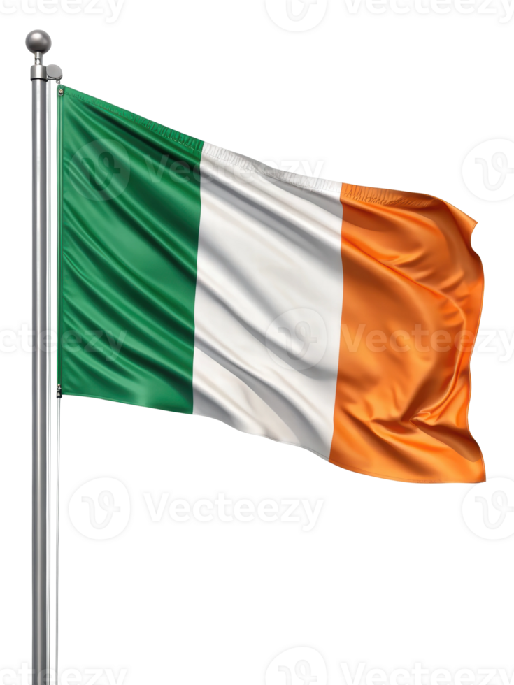 Irish flag waving in bright daylight outdoors png