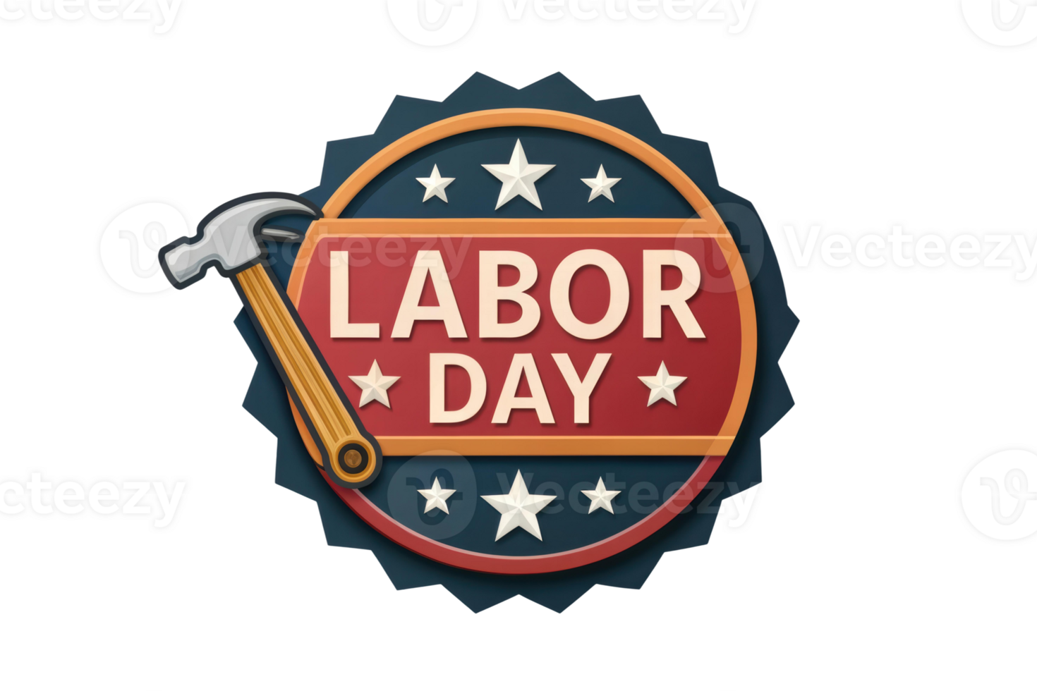Labor Day badge with hammer design png