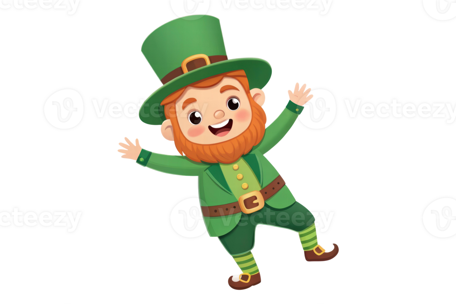 Cheerful leprechaun celebrating St. Patrick's Day png