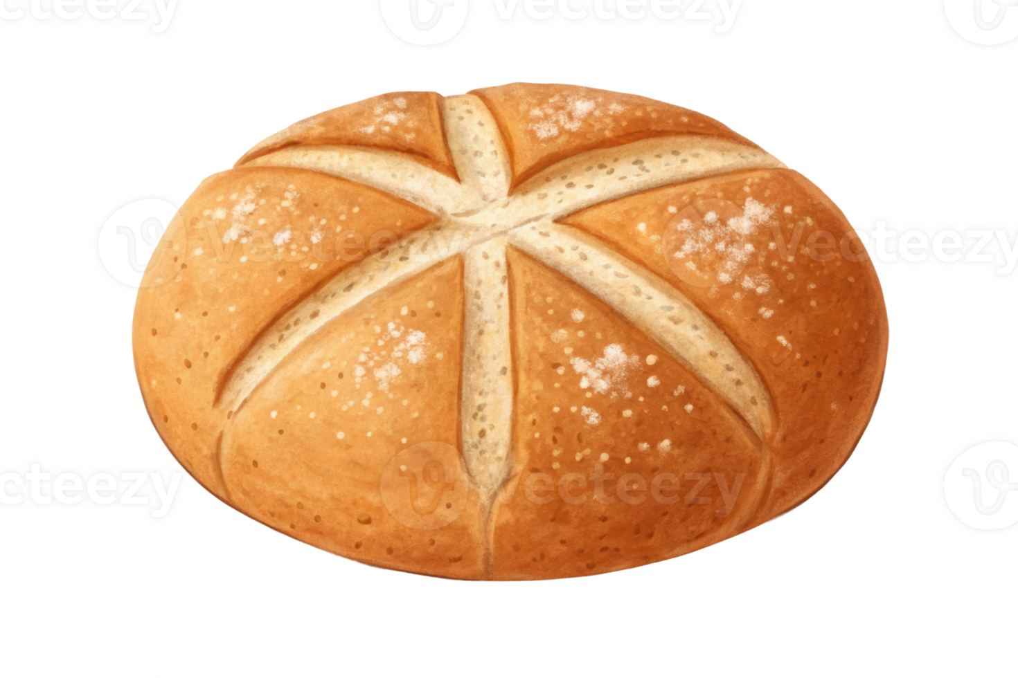 Freshly baked round artisan bread loaf png