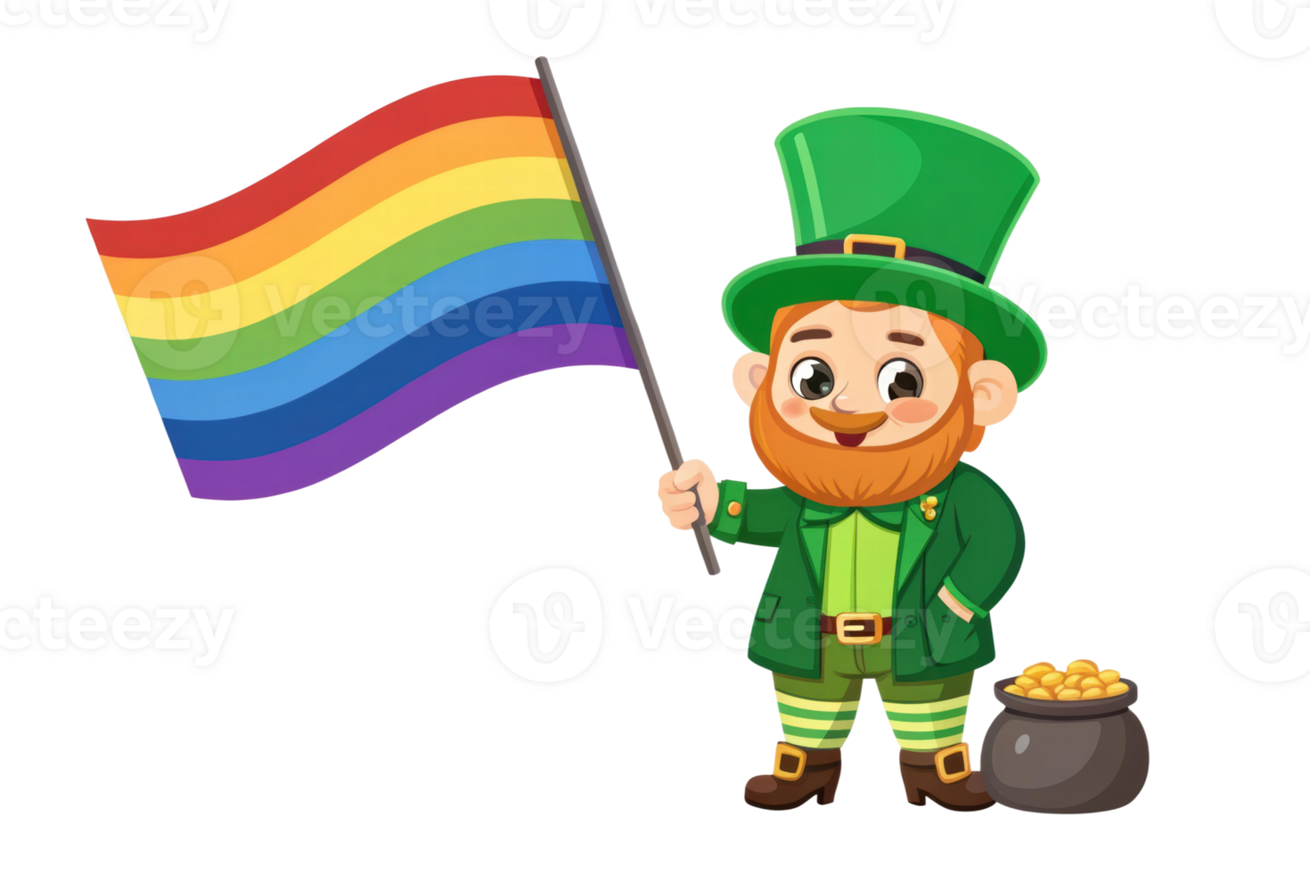 Leprechaun with rainbow flag celebrates diversity png