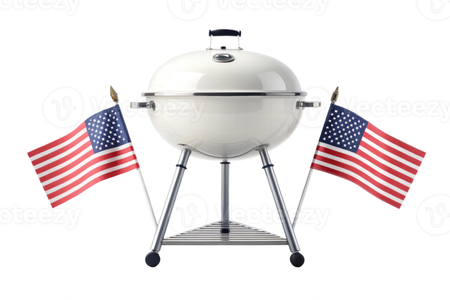 Grill setup with American flags png