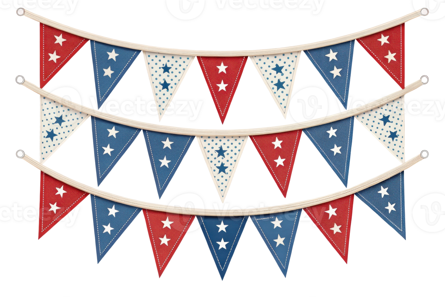 Red, white, and blue festive bunting png