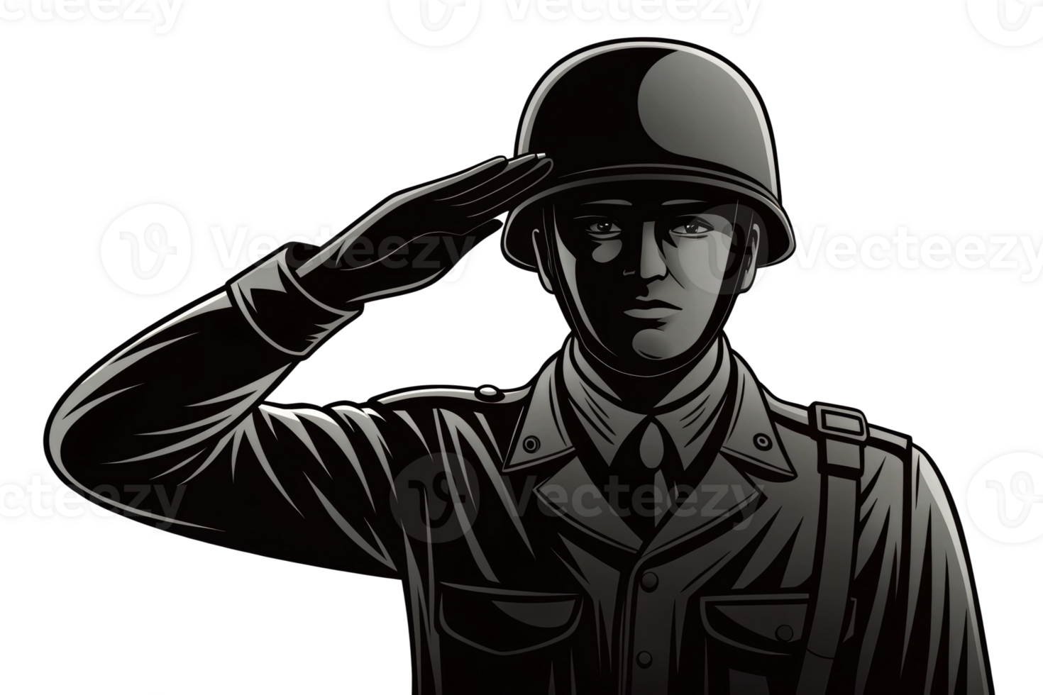 Soldier saluting in uniform with determination png