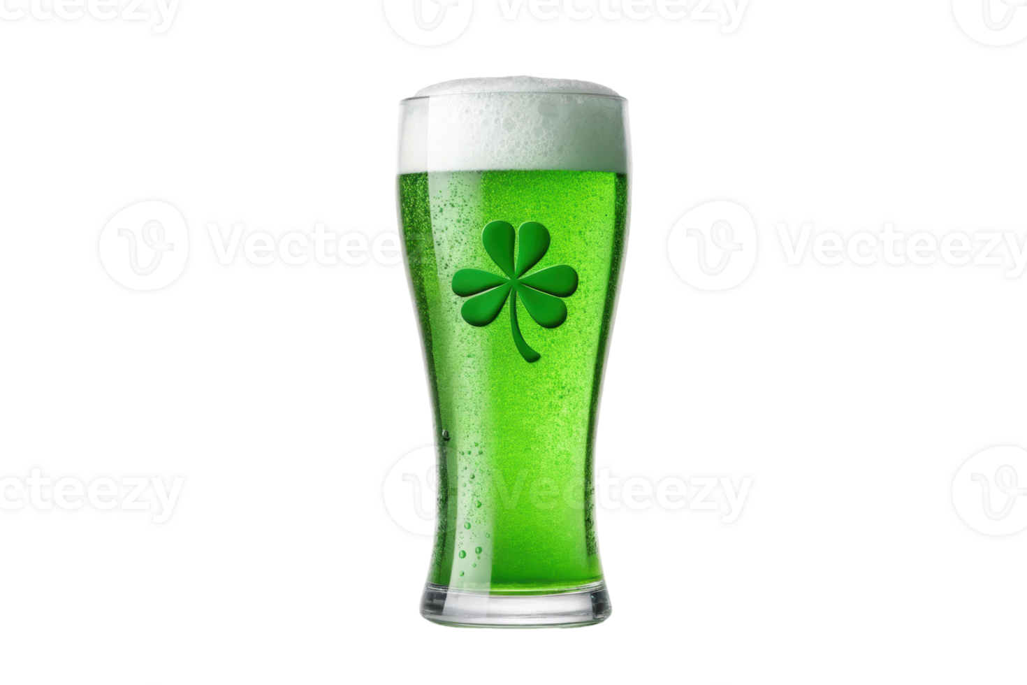 Green beverage with clover design for celebration png