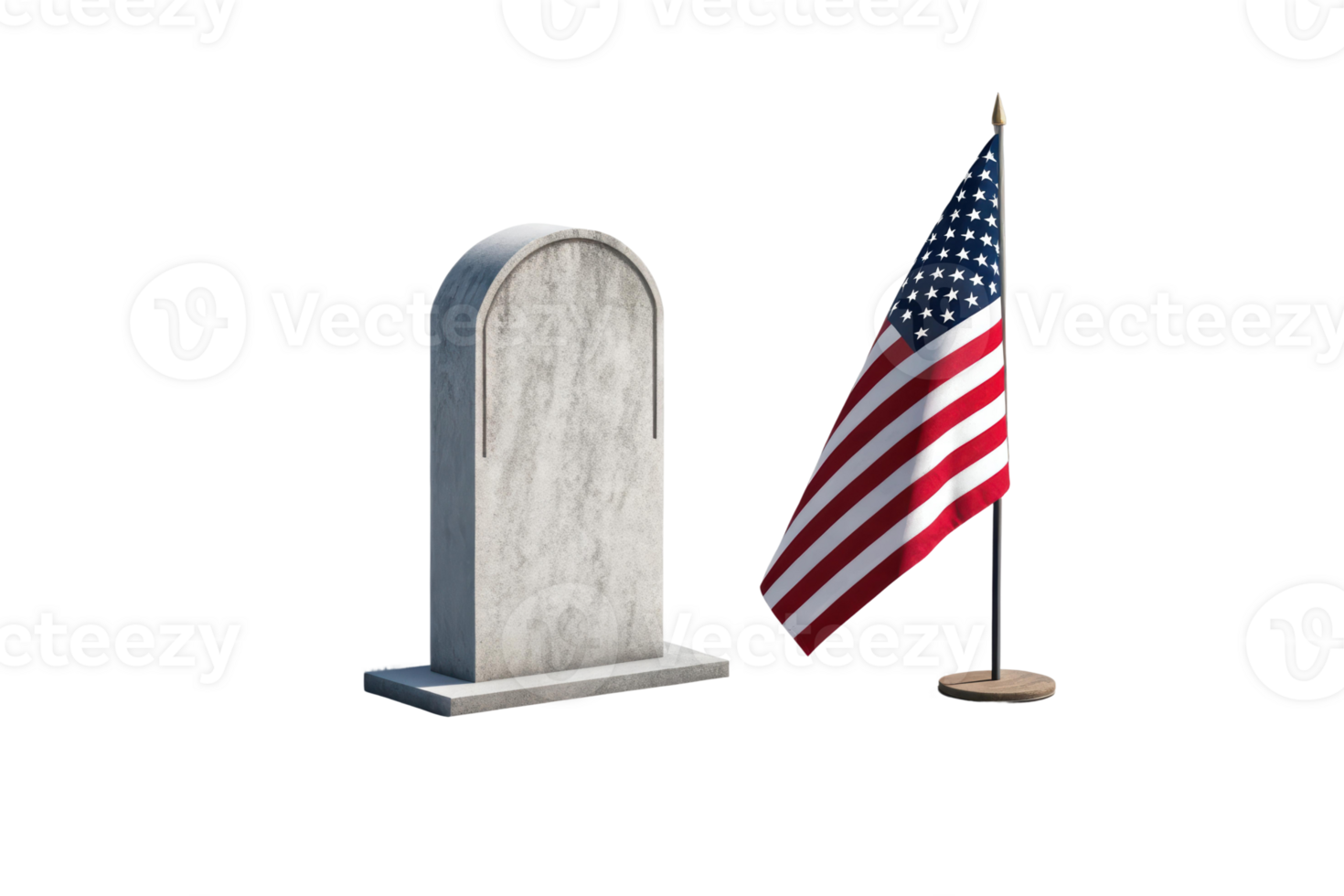 Flag stands beside a gravestone in remembrance png