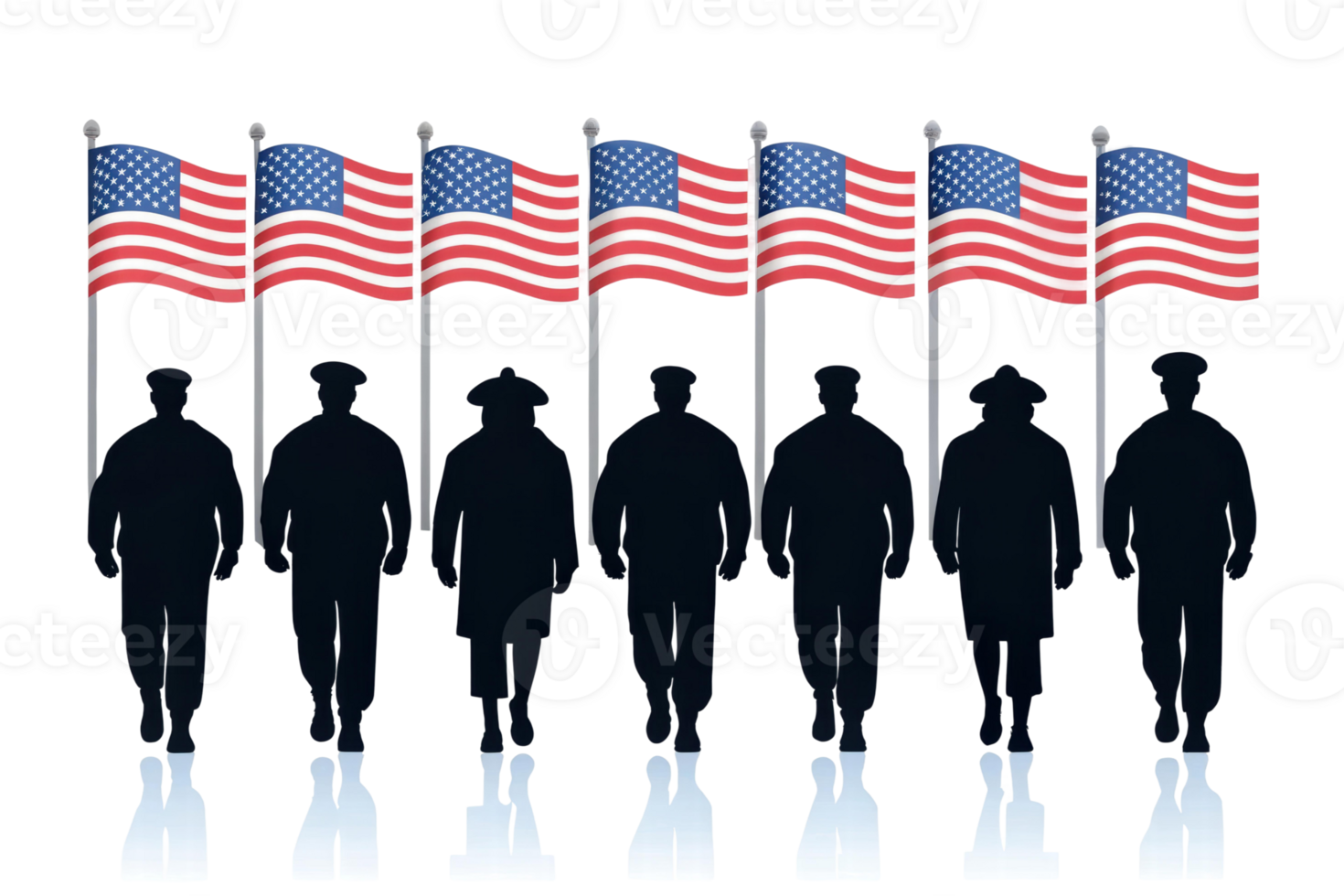 Figures before American flags png