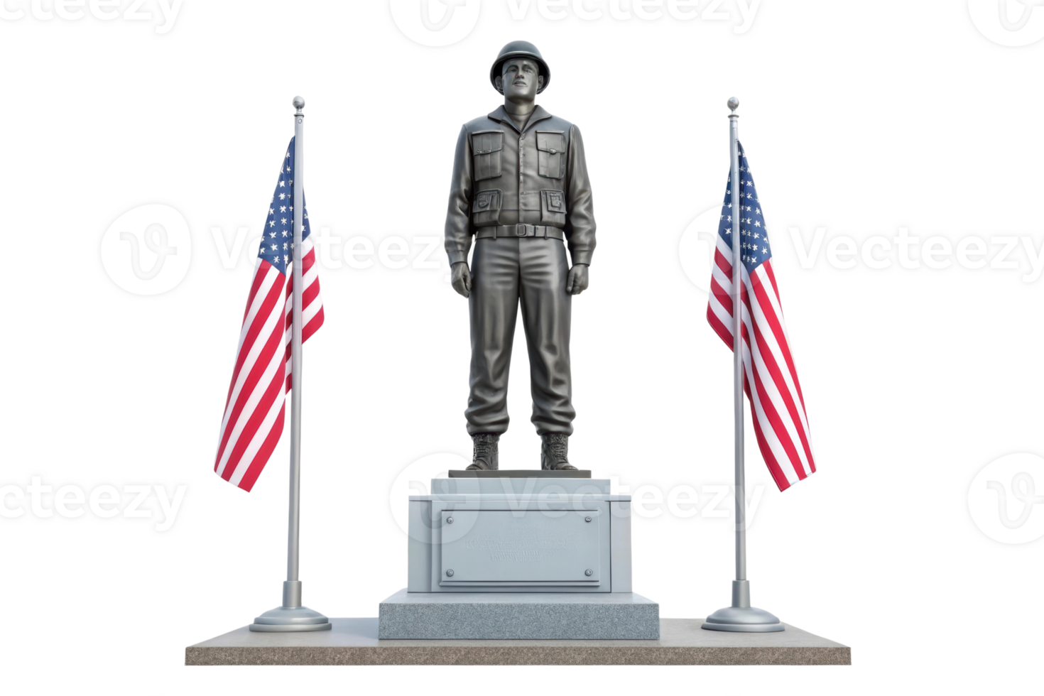 Soldier statue stands proudly with flags png